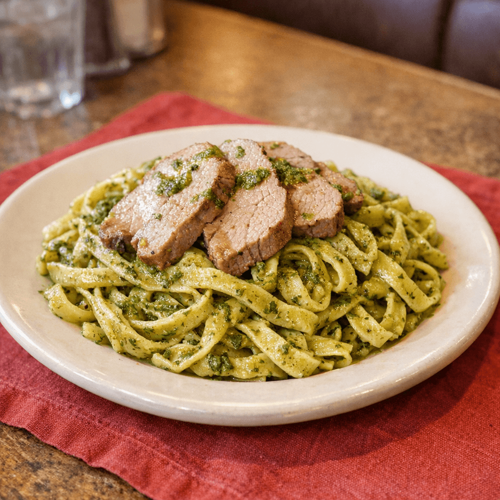 Veal Pesto Fettuccine